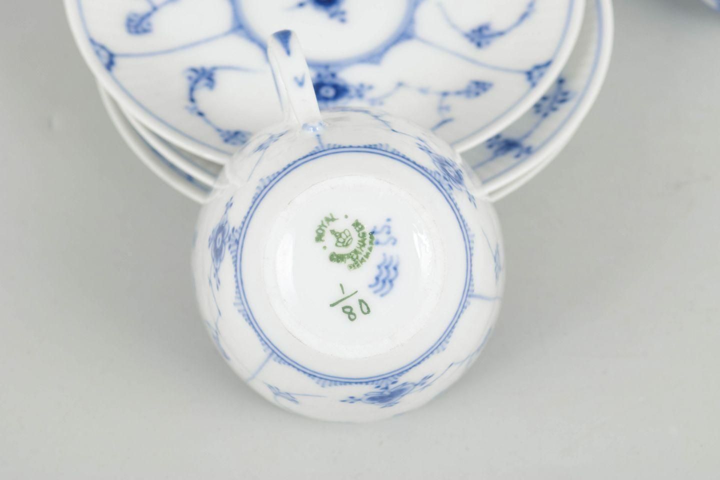 Royal Copenhagen Blue Fluted Plain. Three Coffee Cups With Saucers. Early 20th C photo Home Decor