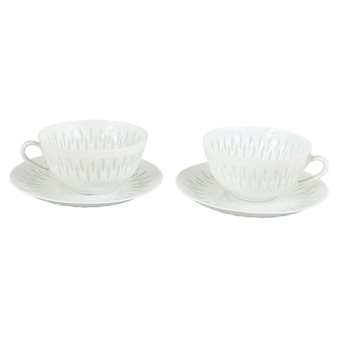 Friedl Holzer Kjellberg, Arabia. 2 tasses à thé et soucoupes en porcelaine. Motif riz