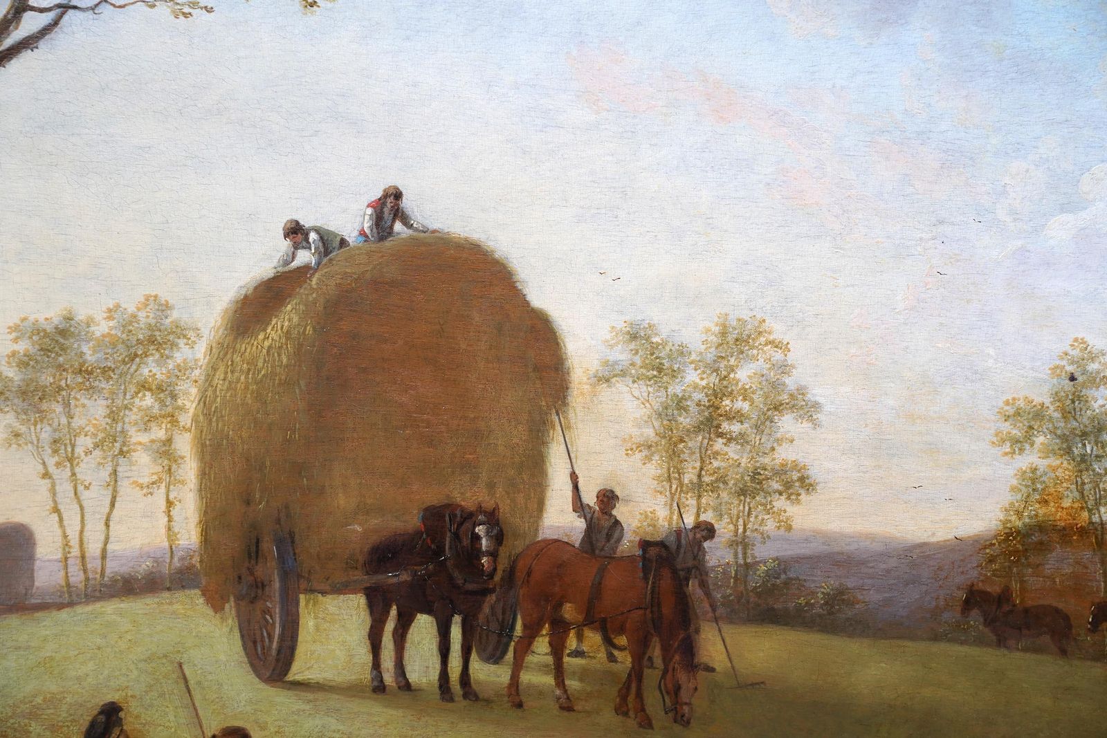 Figures And Haycart In A Landscape   Figurative Old Master Art Oil Painting photo for sale