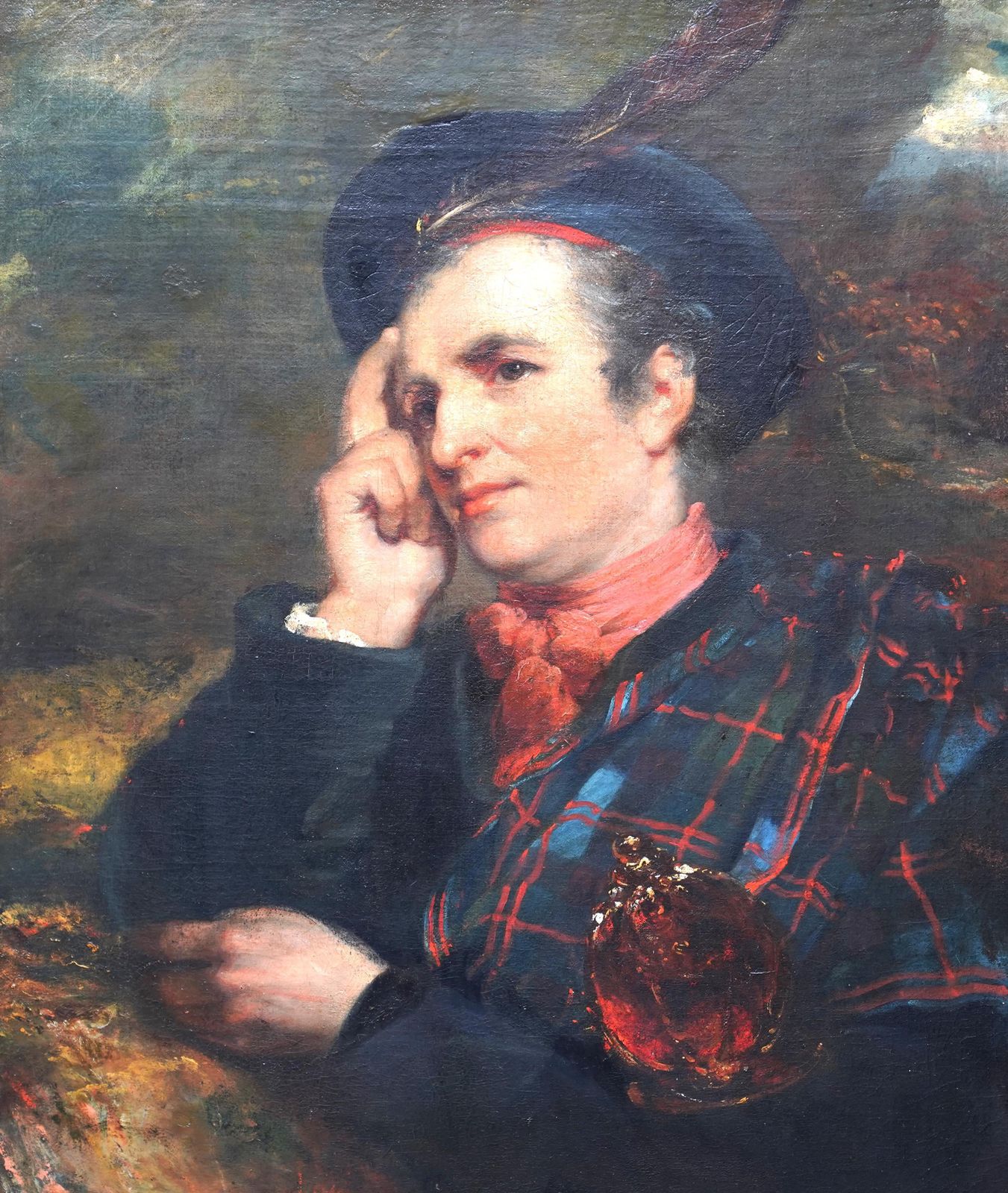 Portrait Of Gentleman In Traditional Scottish Dress Old Master Art Oil Painting photo furniture