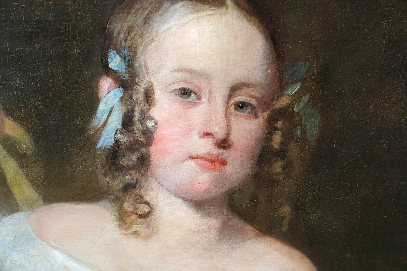 Portrait Of Girl With Blue Sash And Shoes   British Old Master Art Oil Painting photo 8152.0