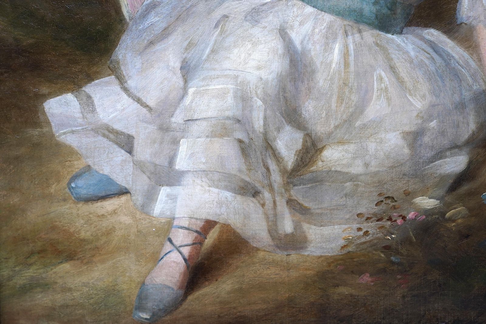 Portrait Of Girl With Blue Sash And Shoes   British Old Master Art Oil Painting photo buy