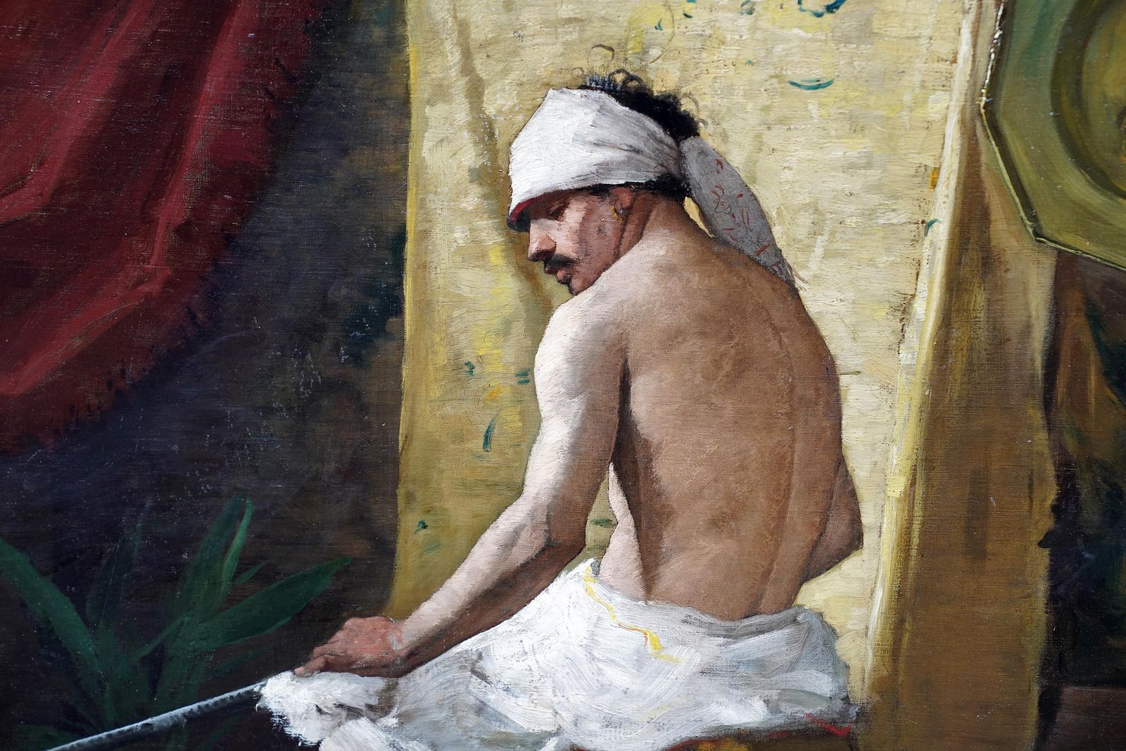 Victorian French School Orientalist Art Male Portrait Oil Painting Indis. Signed photo Art
