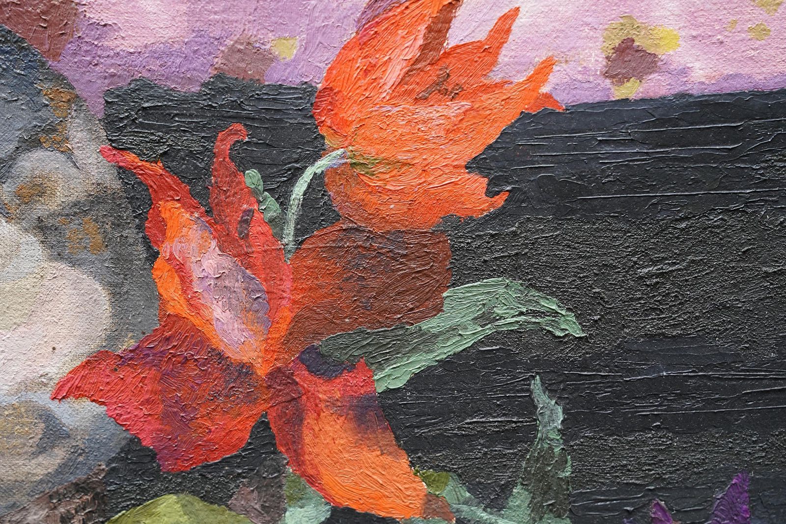 Orange Tulips   British Post Impressionist Floral Art Oil Painting Flowers photo Art