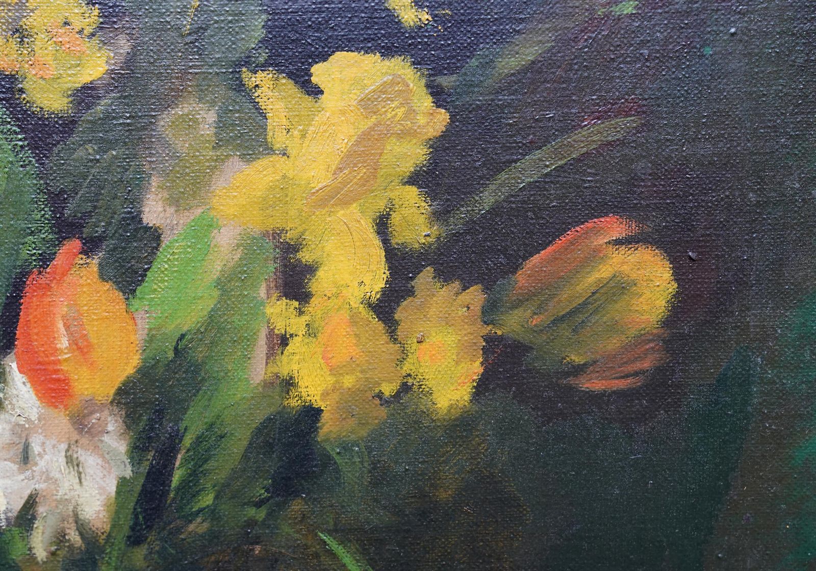 Spring Flowers In Vase   British Forties Exh. Art Floral Still Life Oil Painting photo vinterior