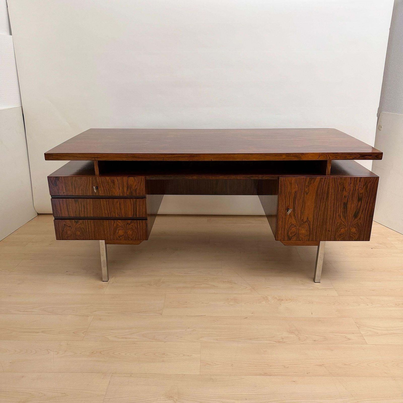 Mid Century Desk, Rosewood Veneer, Germany, Circa 1960 photo Furniture