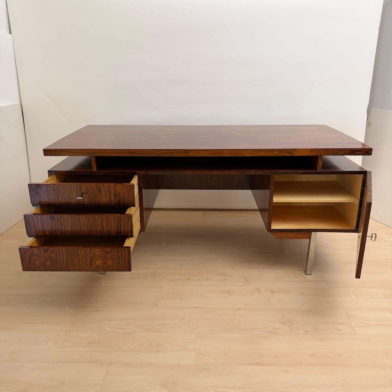 Mid Century Desk, Rosewood Veneer, Germany, Circa 1960 photo 5990.0