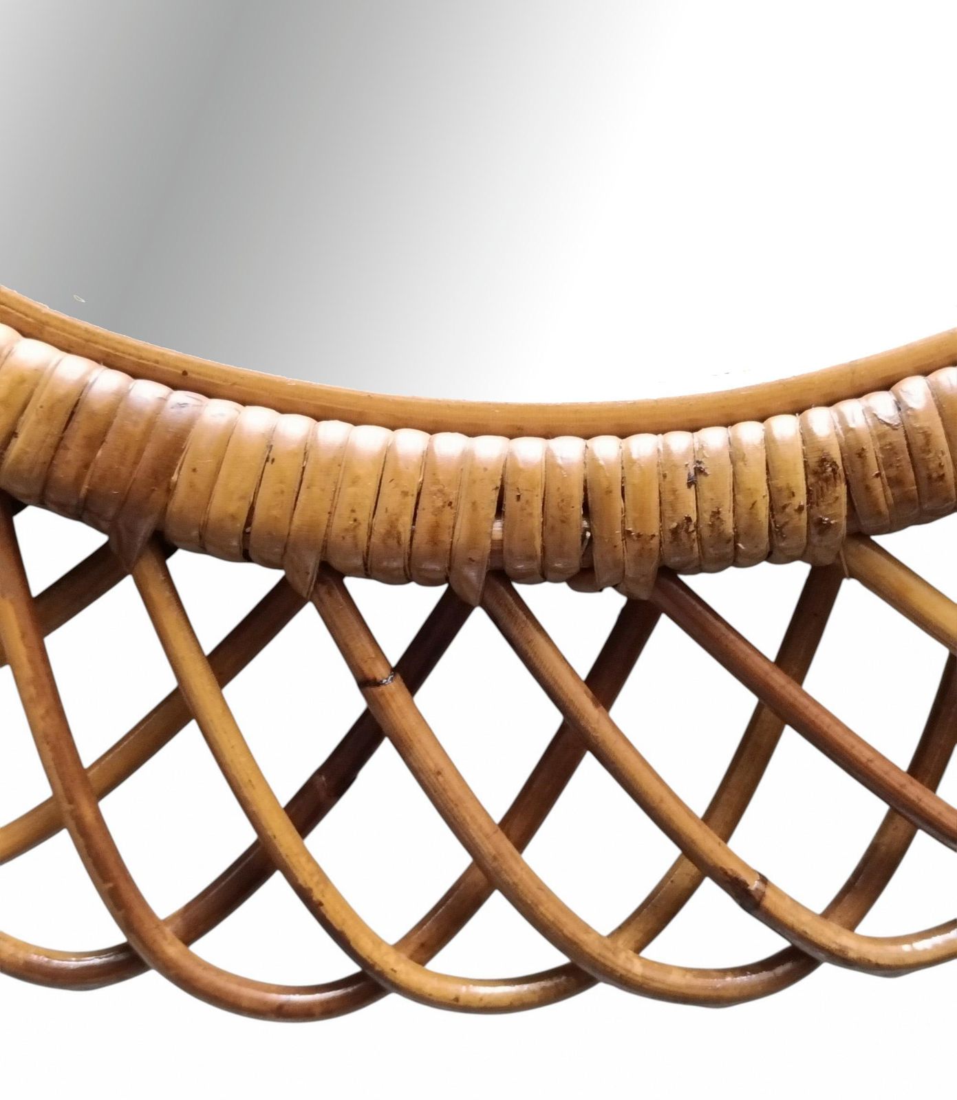Franco Albini Style Specchio Da Parete Ovale In Rattan, Italia 1960s photo 1497.0