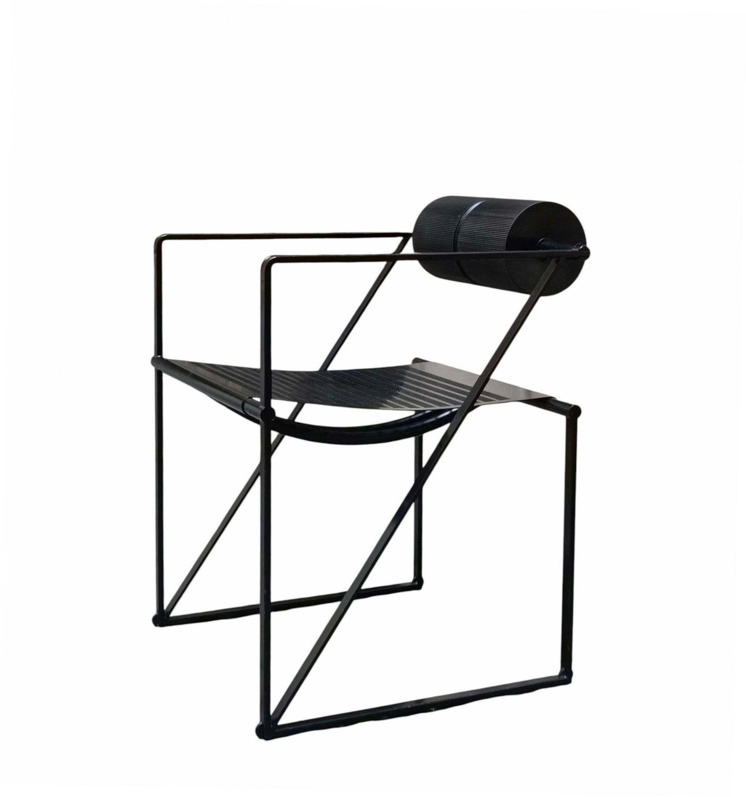 Mario Botta For Alias Black Metal Chair "Second 602," Italy 1980s photo for sale