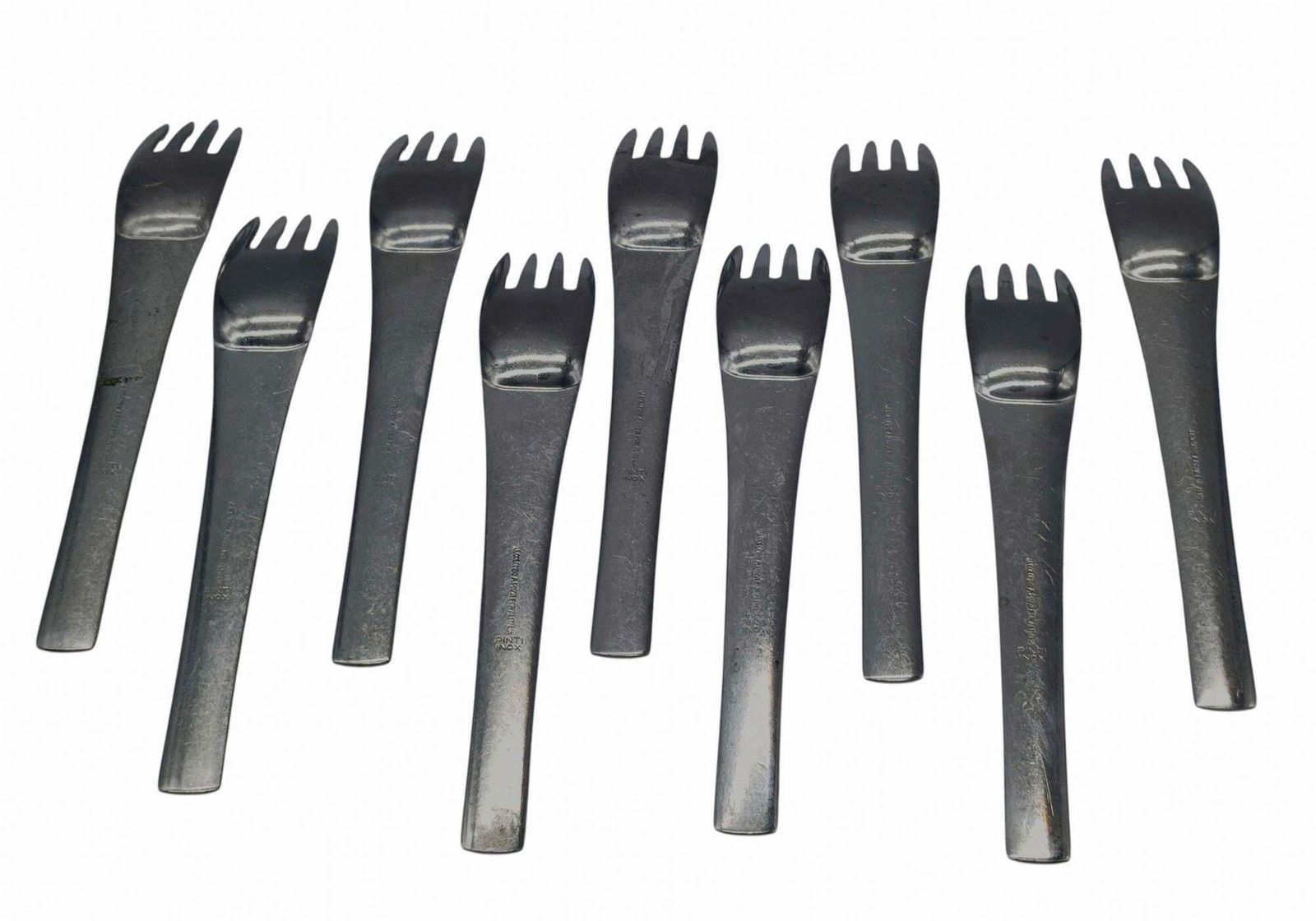 Joe Colombo And Ambrogio Pozzi For Alitalia Set Of 9 "Linea 72" Forks, Itali photo for sale
