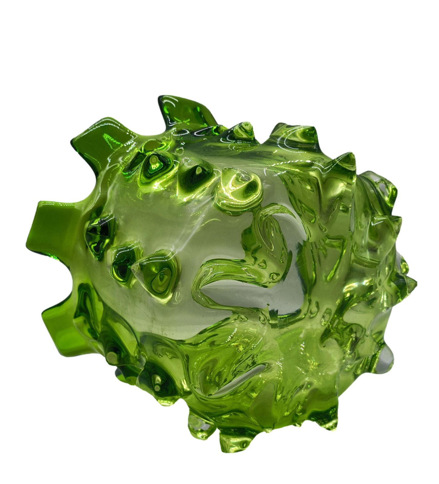 Prato Green Artistic Murano Glass Sculpture Vase, Italy 1970s photo 705.0