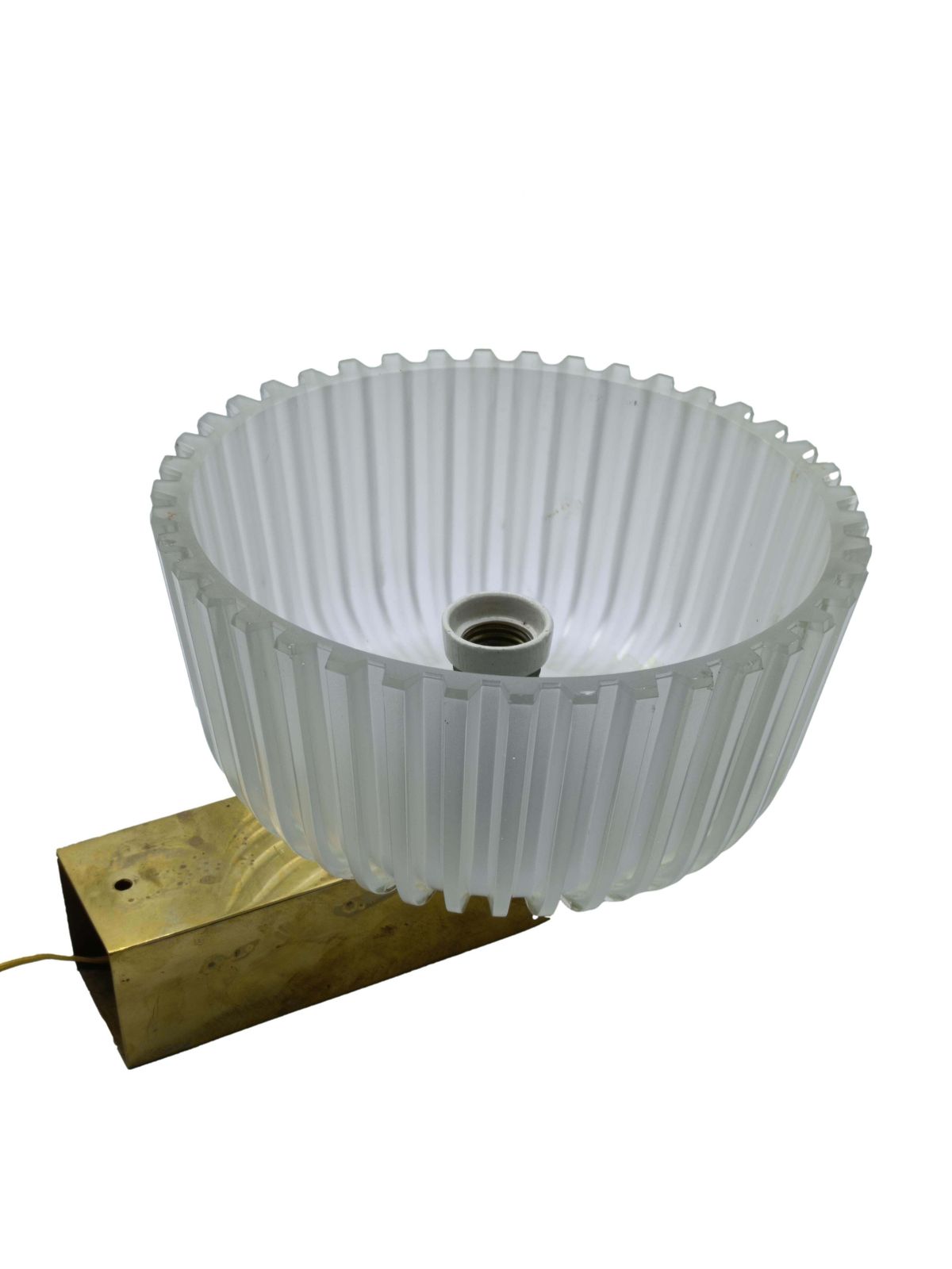 Archimedes Seguso For Seguso Pair Of Brass And Glass Wall Lamps photo furniture