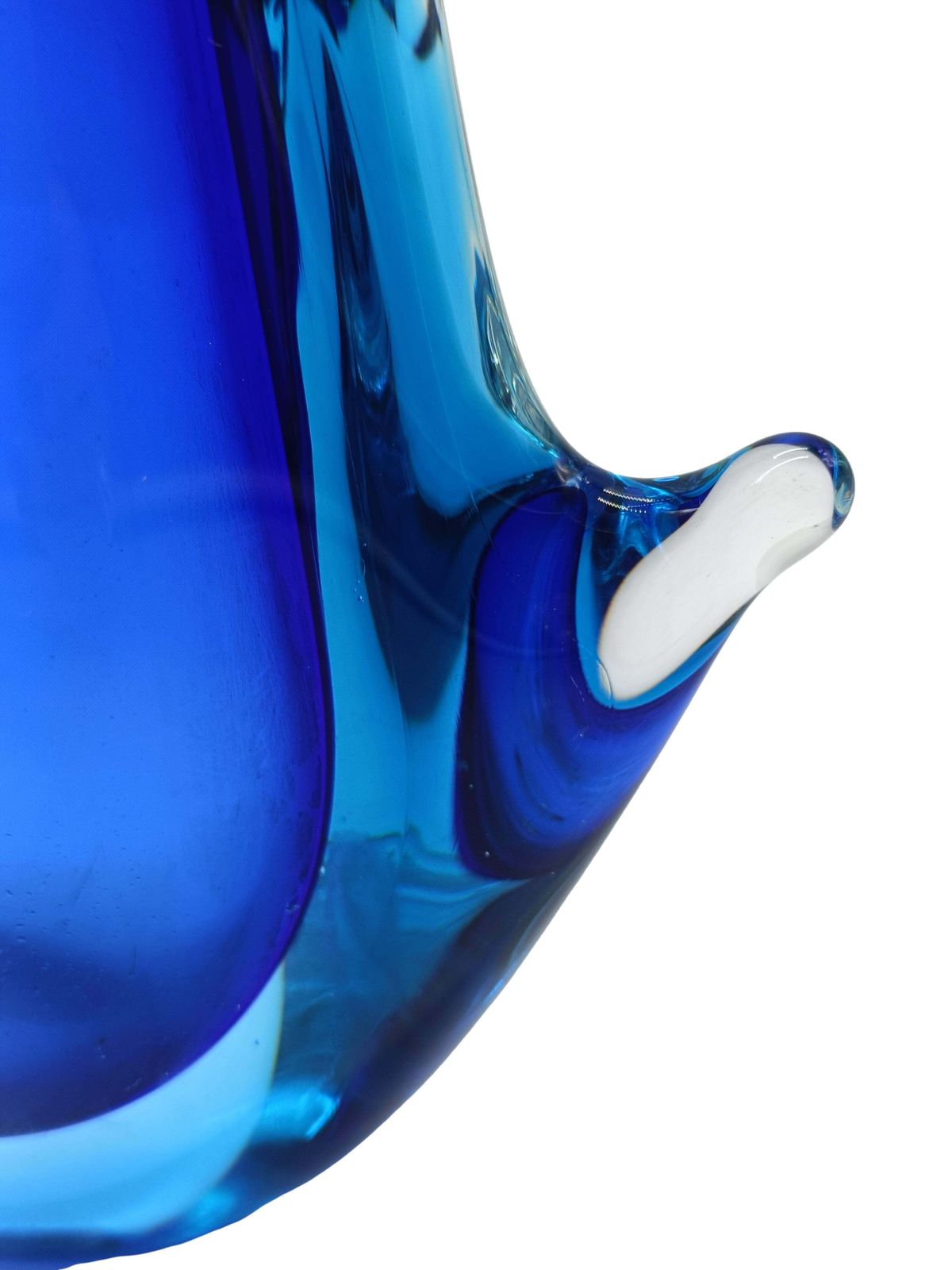 Flavio Poli For Seguso Submerged Cobalt Blue Murano Glass Vase, Italy 1960s photo vinterior