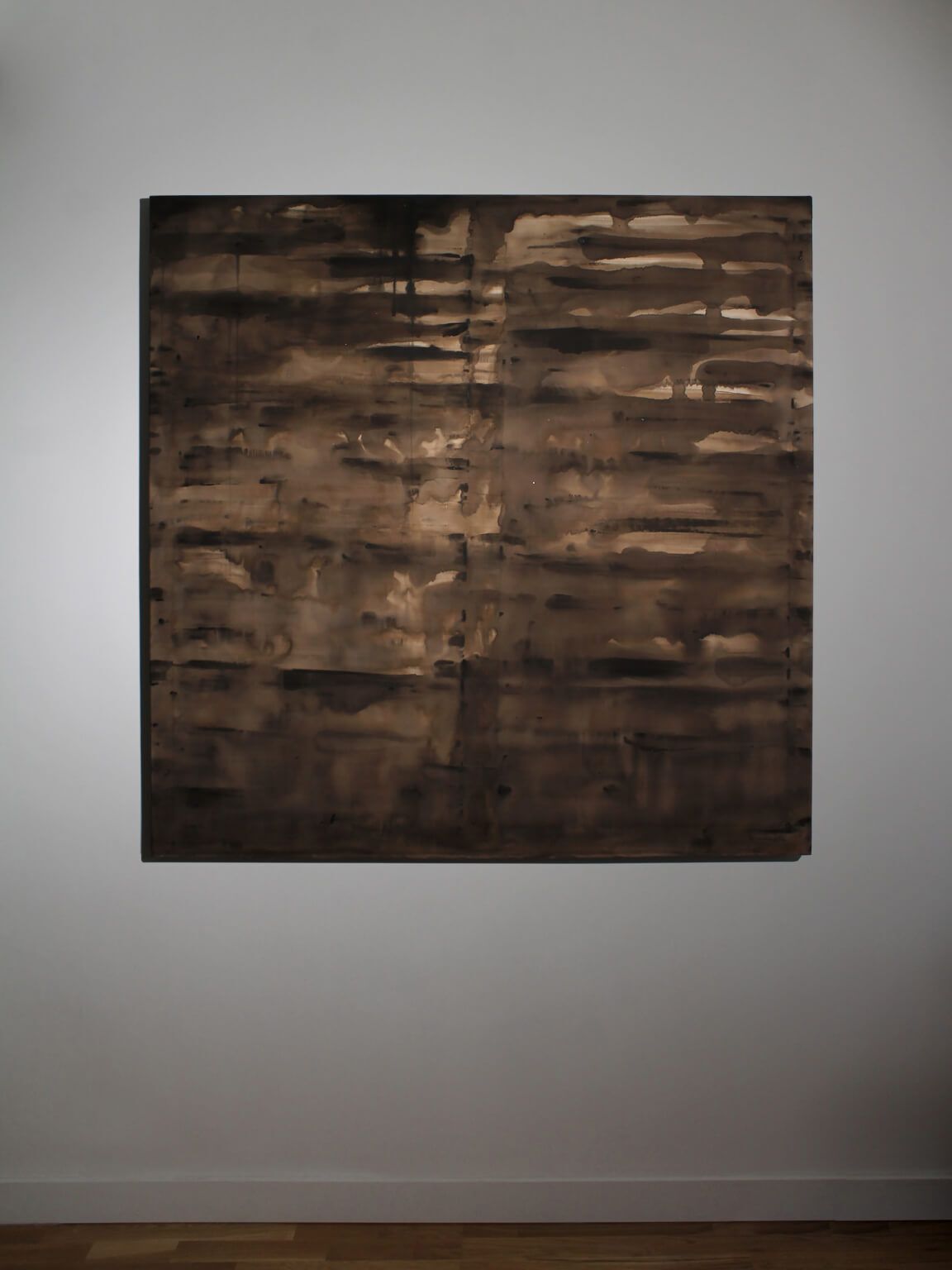 Horizontal Organic Lines In Brown By Karina Savonenko, 100x100cm, Latvia, 2026 photo vintage