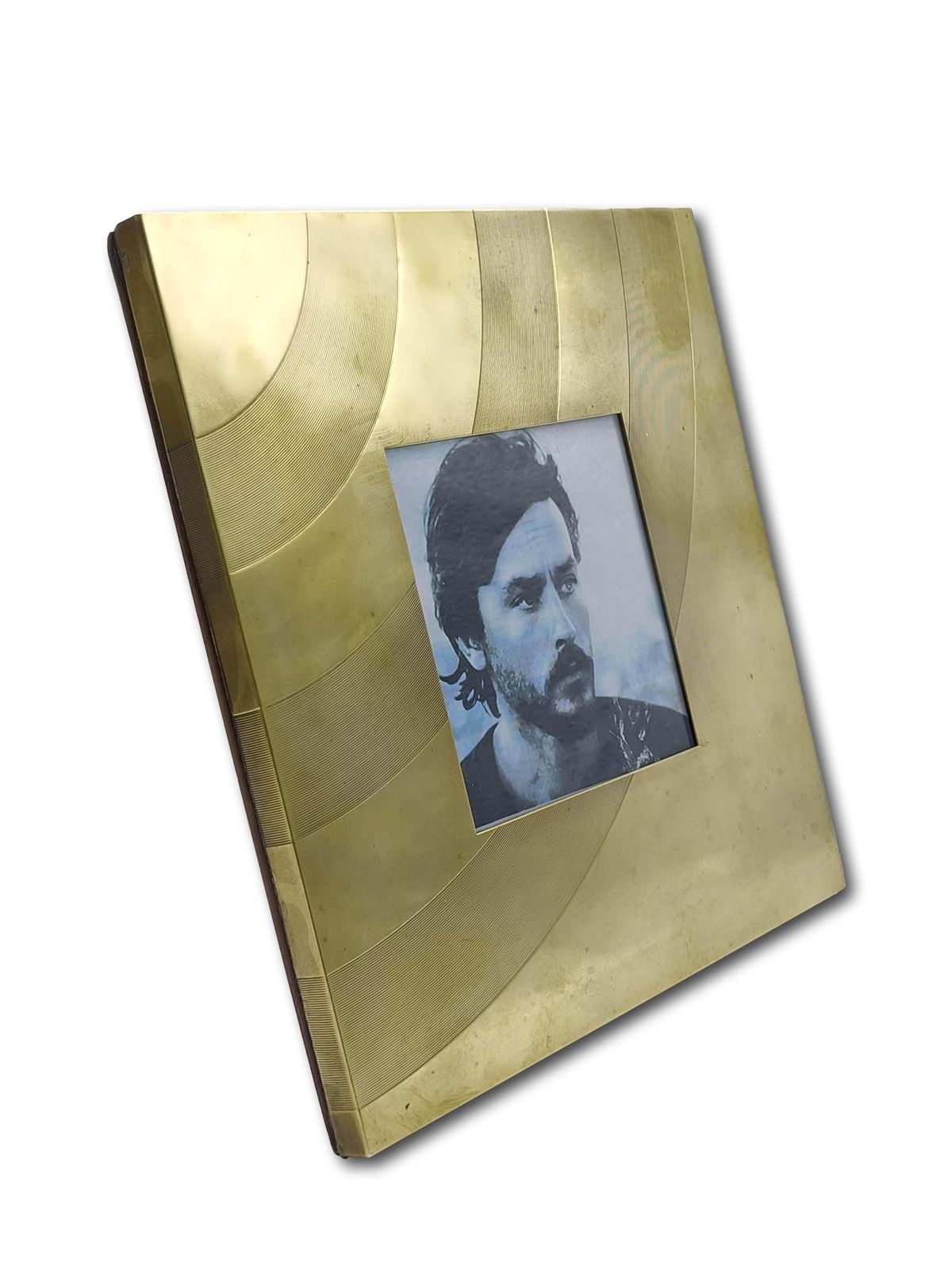 Brass Square Photo Frame With Geometric Engravings, Italy 1970s photo for sale