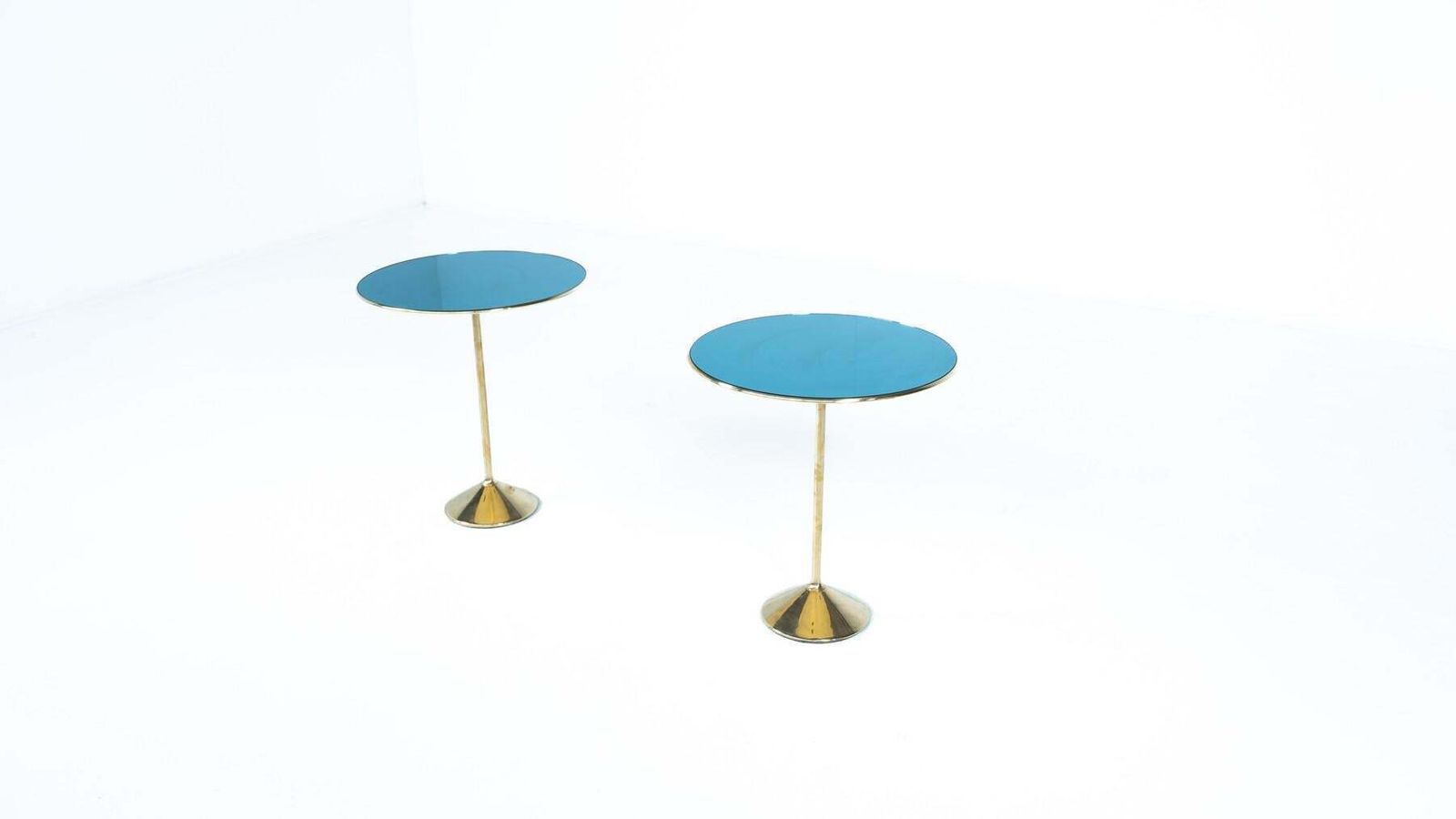 Pair Of Side Tables Mod. T2 By Osvaldo Borsani, Brass And Glass, Italy, 1950s photo furniture