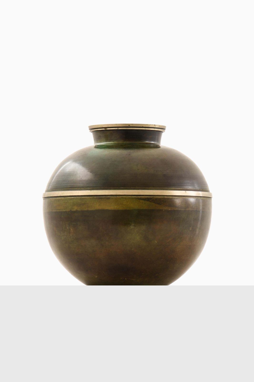 Art Deco Vase In Brass And Bronze By Birka Metall, 1930s photo for sale