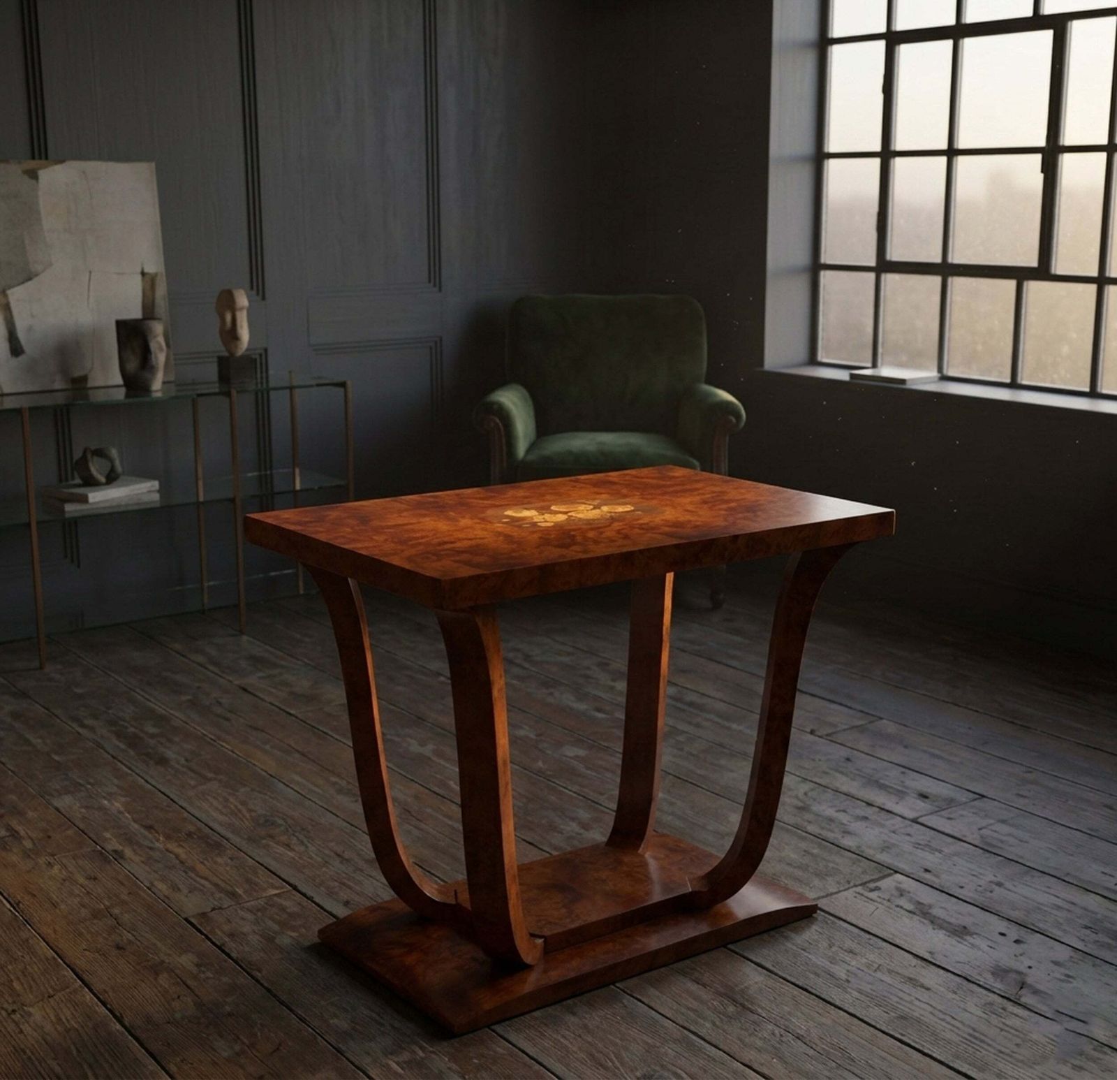 French Art Deco Burr Yew Cocktail Table photo Furniture