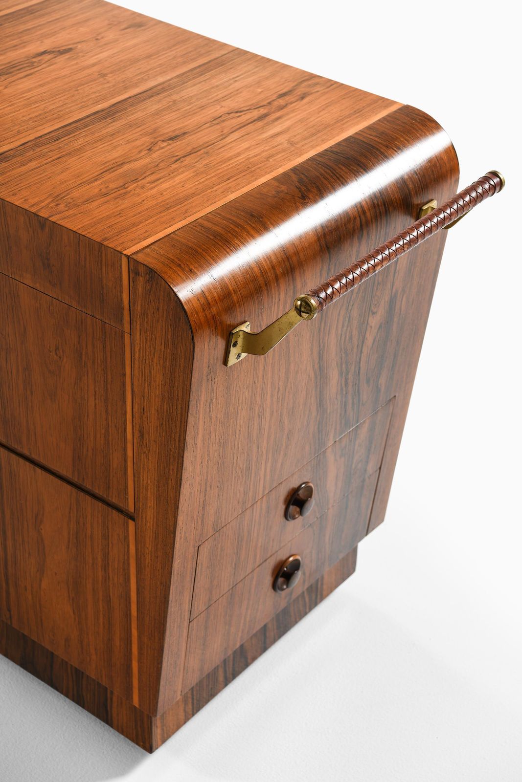 Rare Bar Trolley In Brass And Rosewood By Erik Matsson, 1930s photo vinterior