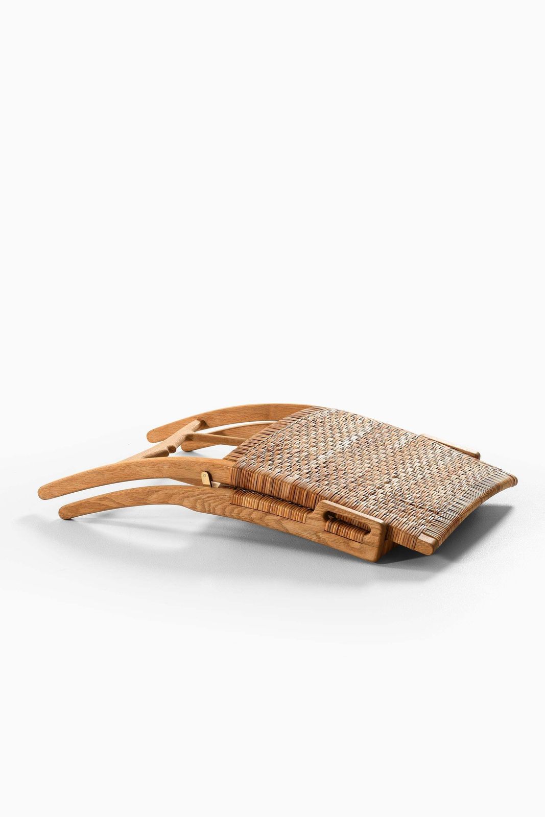 photo for sale Folding Easy Chair In Cane And Oak By Hans Wegner, 1949