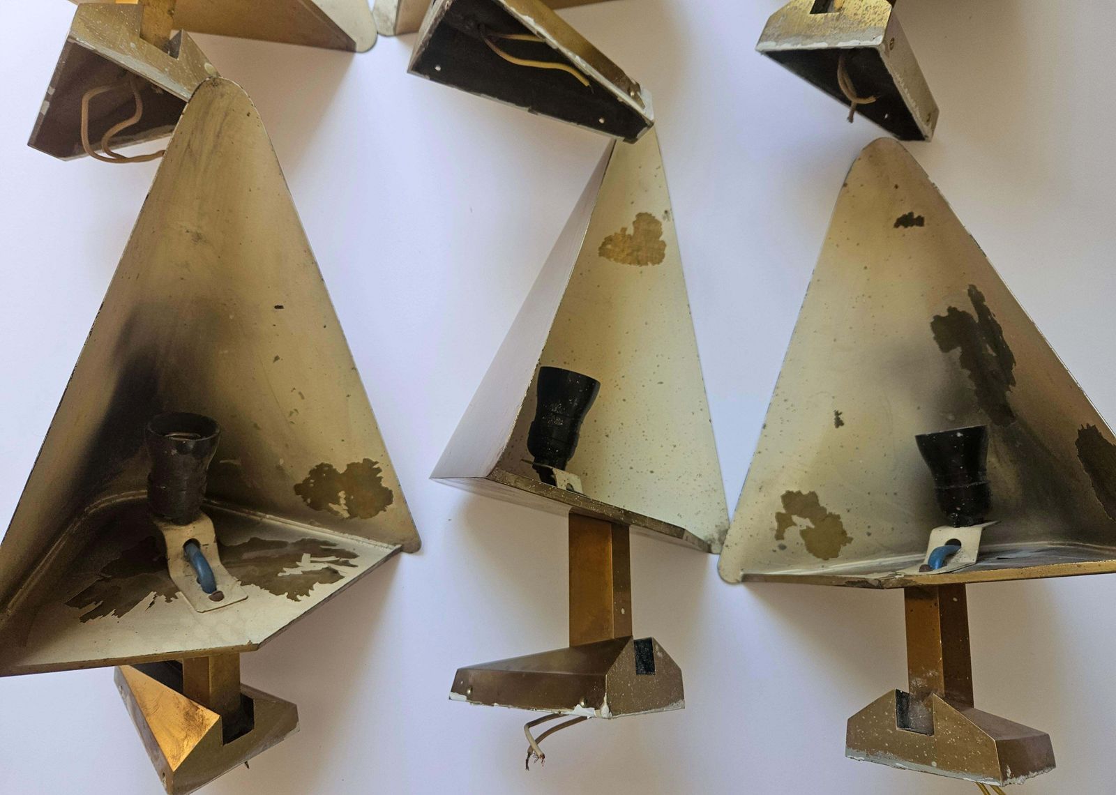 Set Of Six Brass Midcentury Rare Wall Lamps, Germany, 1970s photo 3039.0