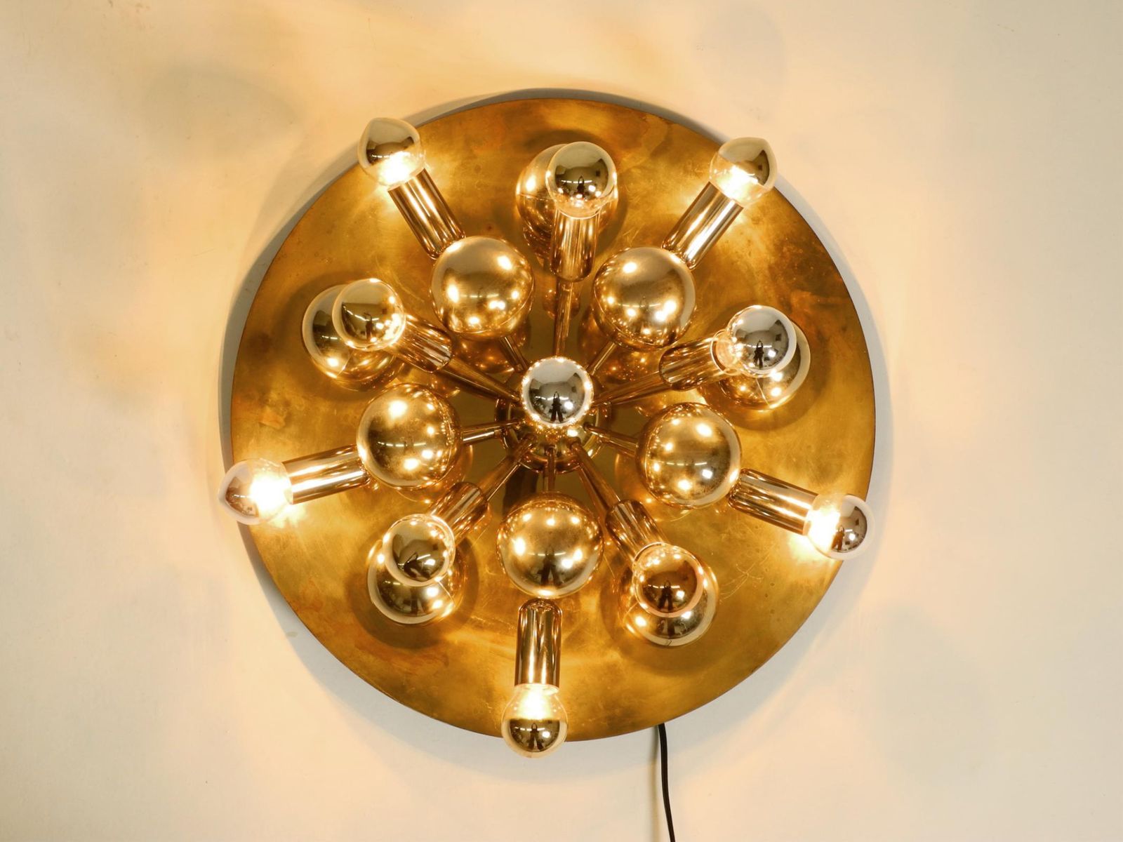 Grote Cosack Sputnik Space Age plafondlamp uit de jaren 1970 in messingkleur photo vintage