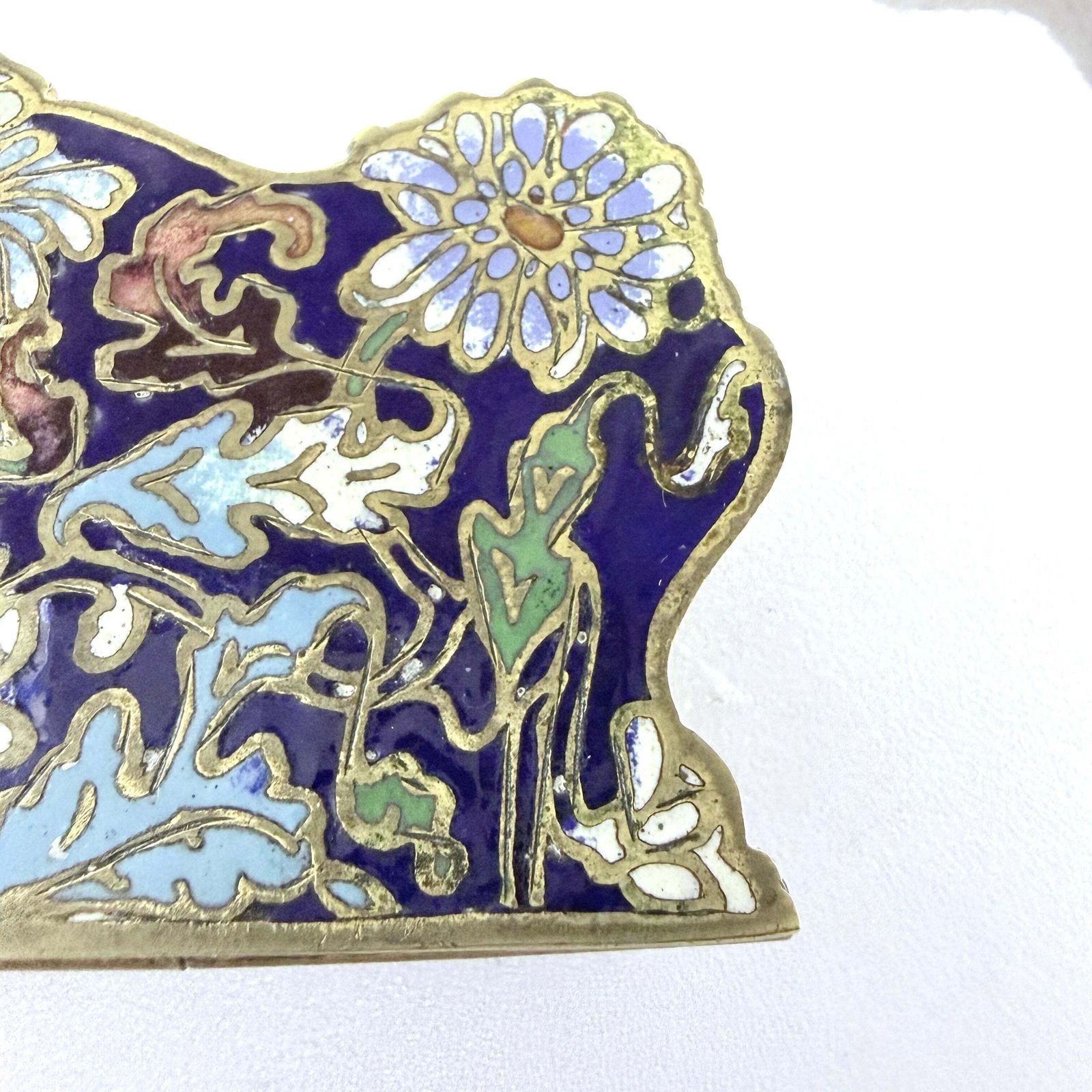 France Ca 1890s. Antique Art Nouveau Champlevé Enamel Trinket Jewelry Box. photo vintage