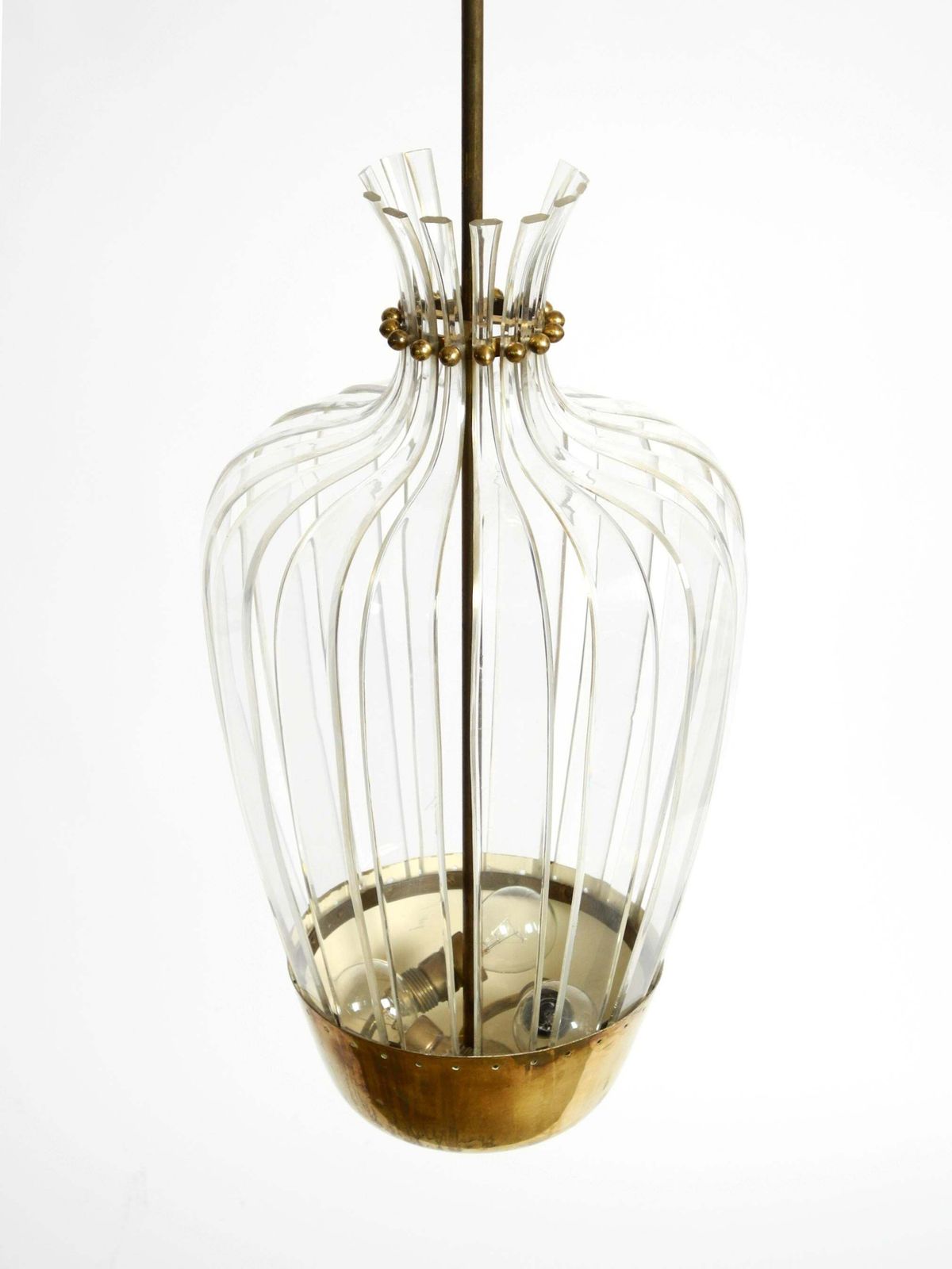 Mid Century Pendant Lamp By Vereinigte Werkstätten, In Brass And Plexiglass photo Lighting