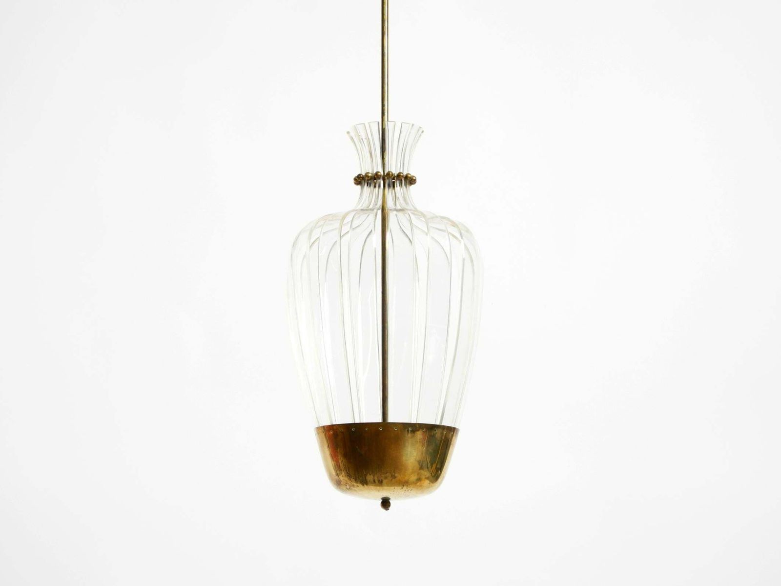 Mid Century Pendant Lamp By Vereinigte Werkstätten, In Brass And Plexiglass photo vintage