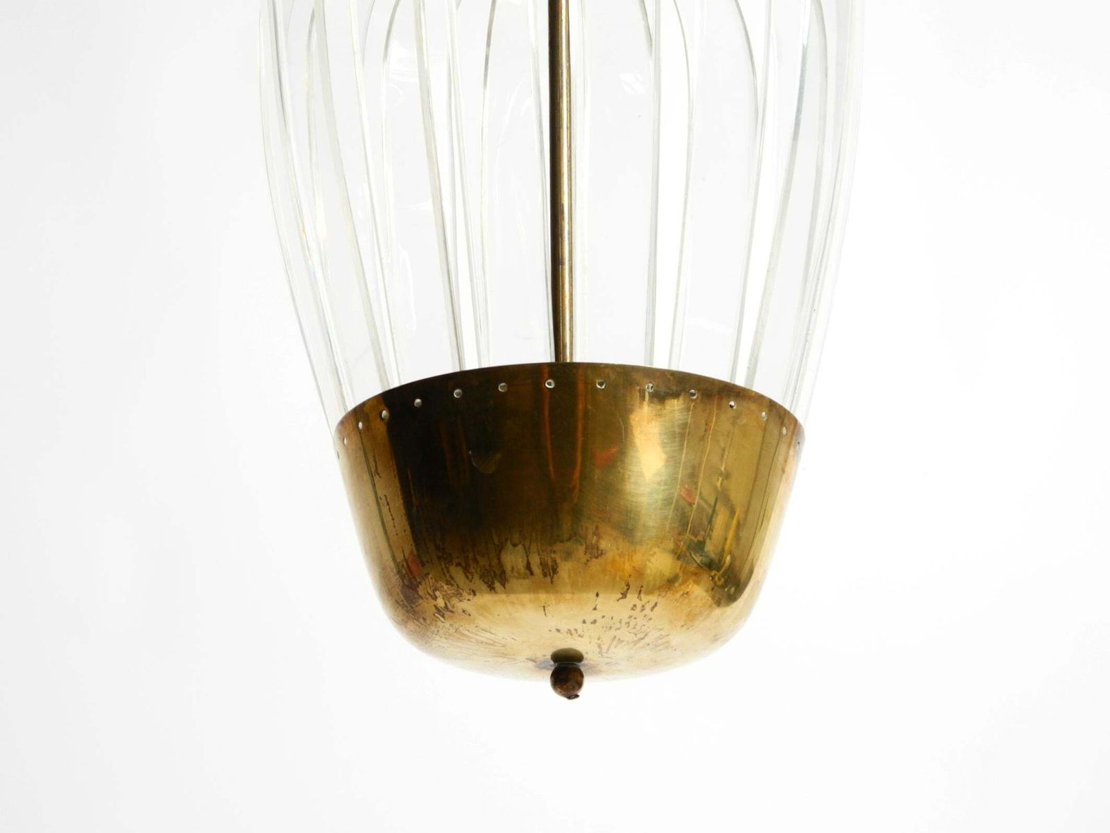 Lighting Mid Century Pendant Lamp By Vereinigte Werkstätten, In Brass And Plexiglass photo