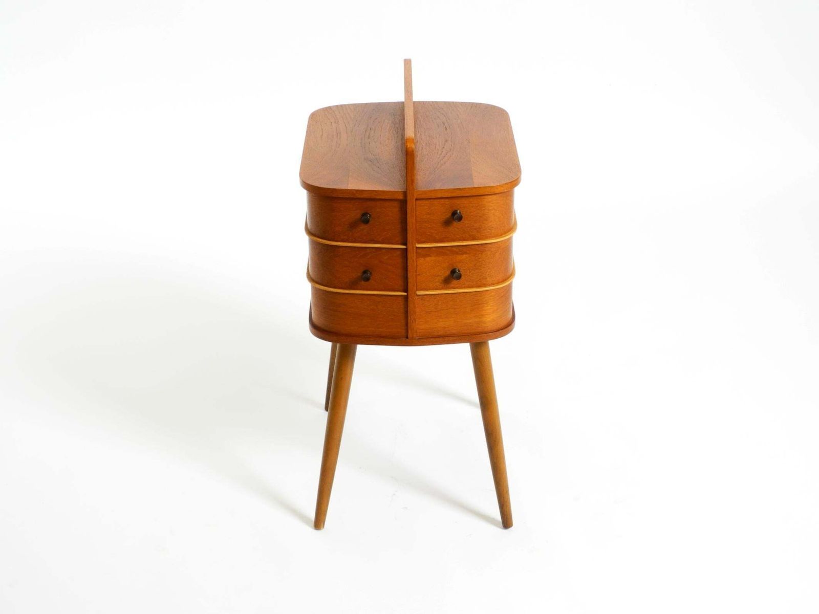 Beautiful Original Mid Century Teak Sewing Box With Hinged Compartments photo furniture