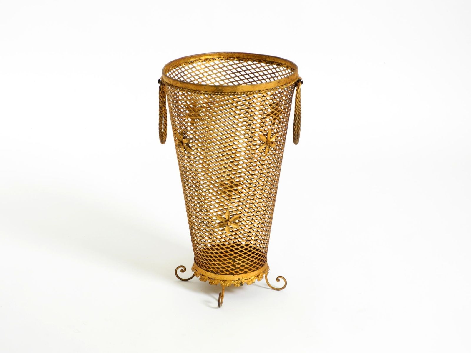 Porte-parapluies mid-century Regency en métal doré, Italie, années 1960 photo furniture
