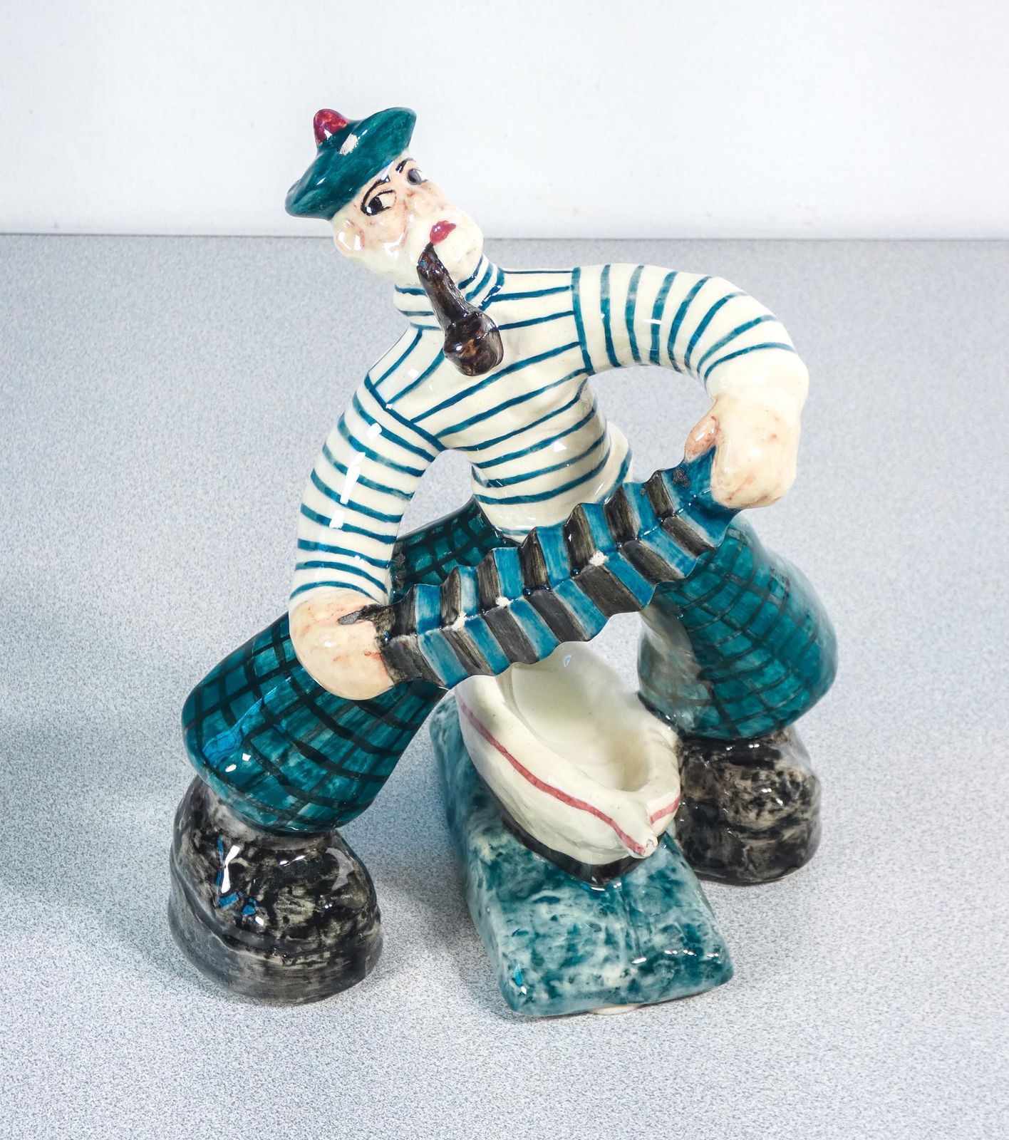 Ceramic Sculpture Of Sailor With Accordion, C.A.S.A. By Zulimo Aretini photo for sale
