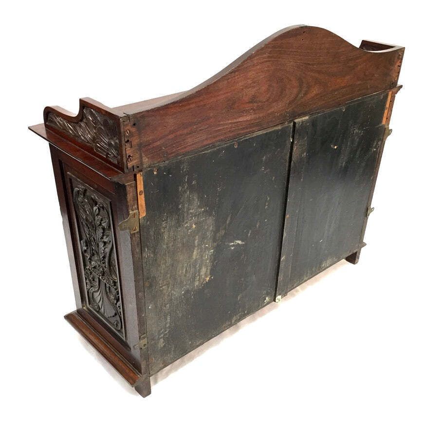 photo buy Antique Wooden Ornate Hand Carved Cabinet / Cupboard With Key 19th Century