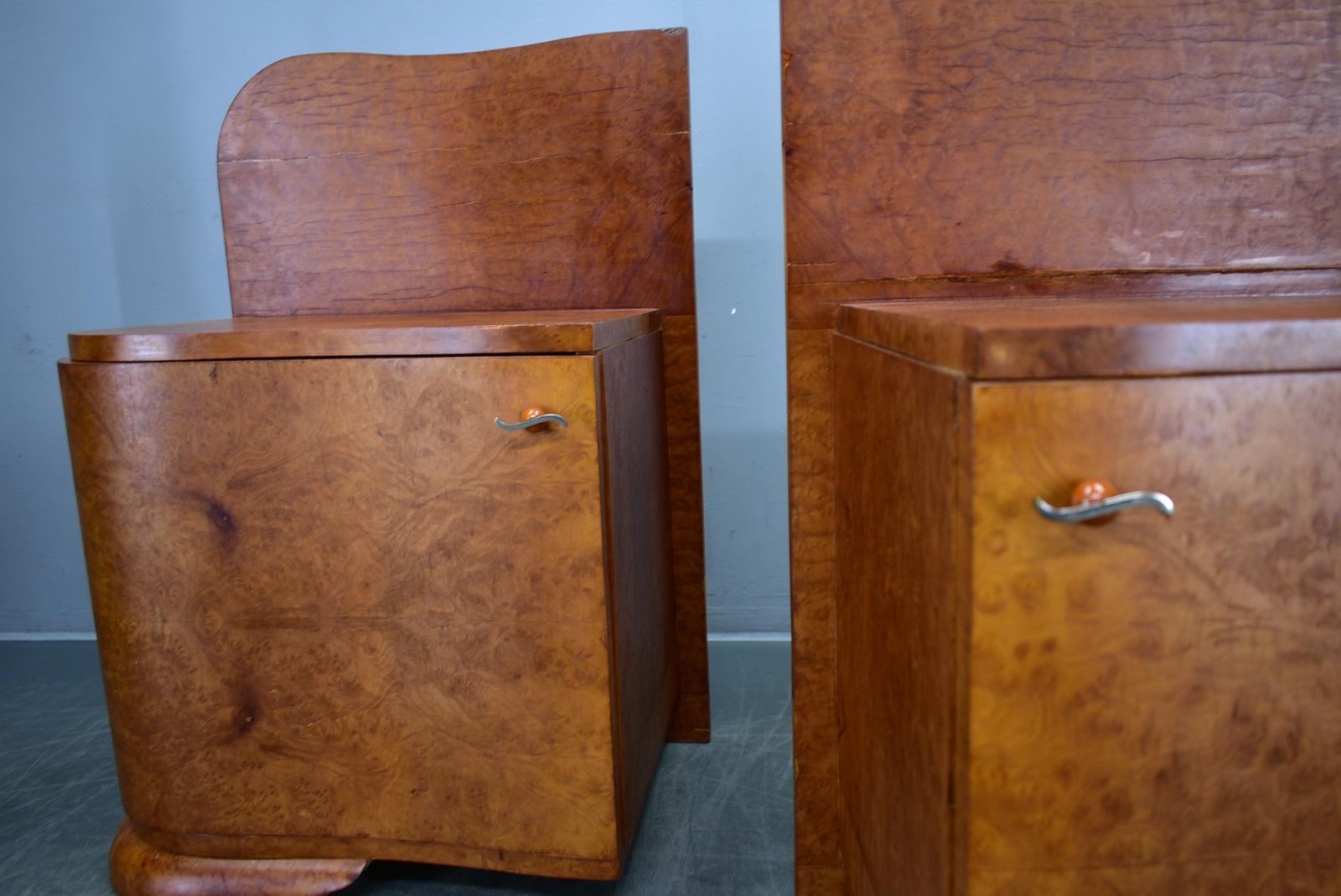 1938s Pair Of Art Deco Bedside Tables, Czechoslovakia photo vinterior