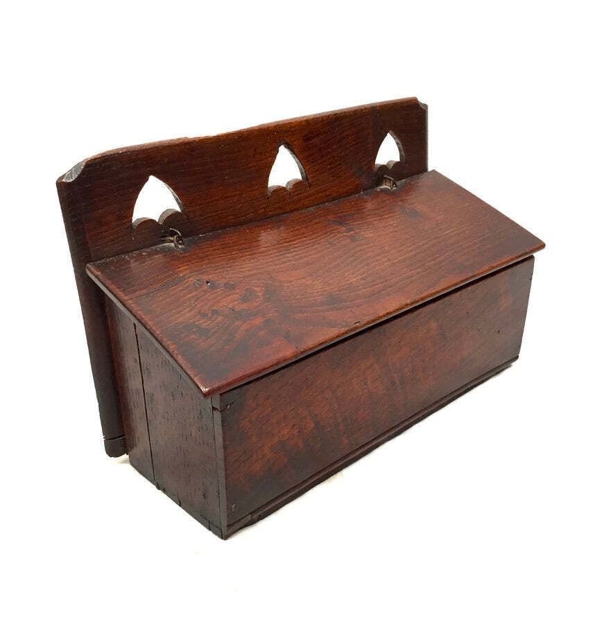 Antique Arts & Crafts Wooden Pine Candle / Knife Box / C.1900 / Wall Hanging