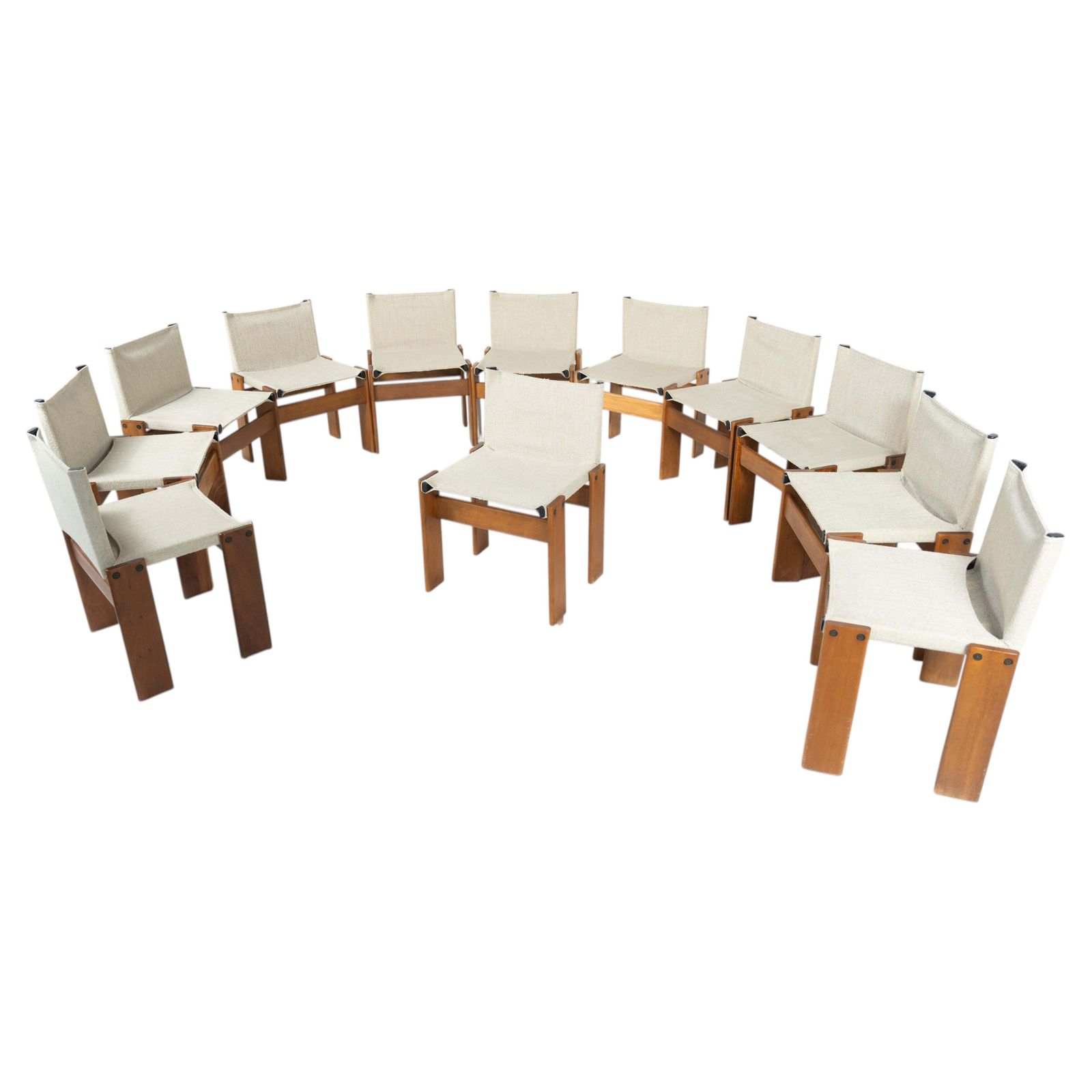 Set Of 12 Monk Dining Chairs By Afra & Tobia Scarpa For Molteni, 1970s