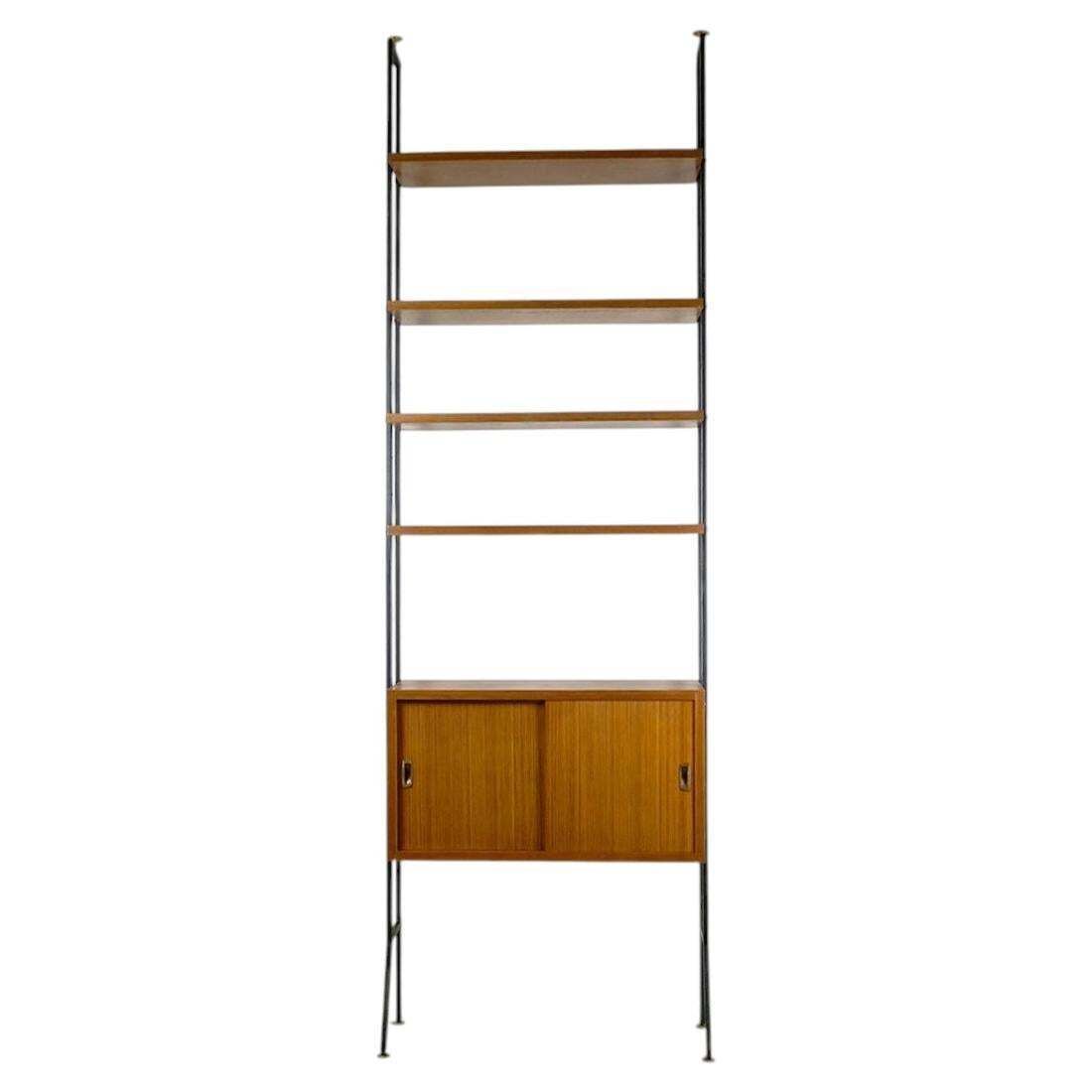 Italian Midcentury Modular Freestanding Floor To Ceiling Book Case