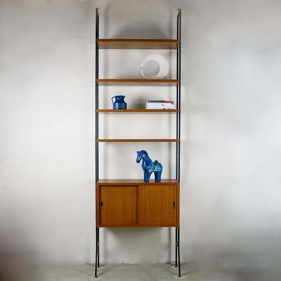 Italian Midcentury Modular Freestanding Floor To Ceiling Book Case photo furniture