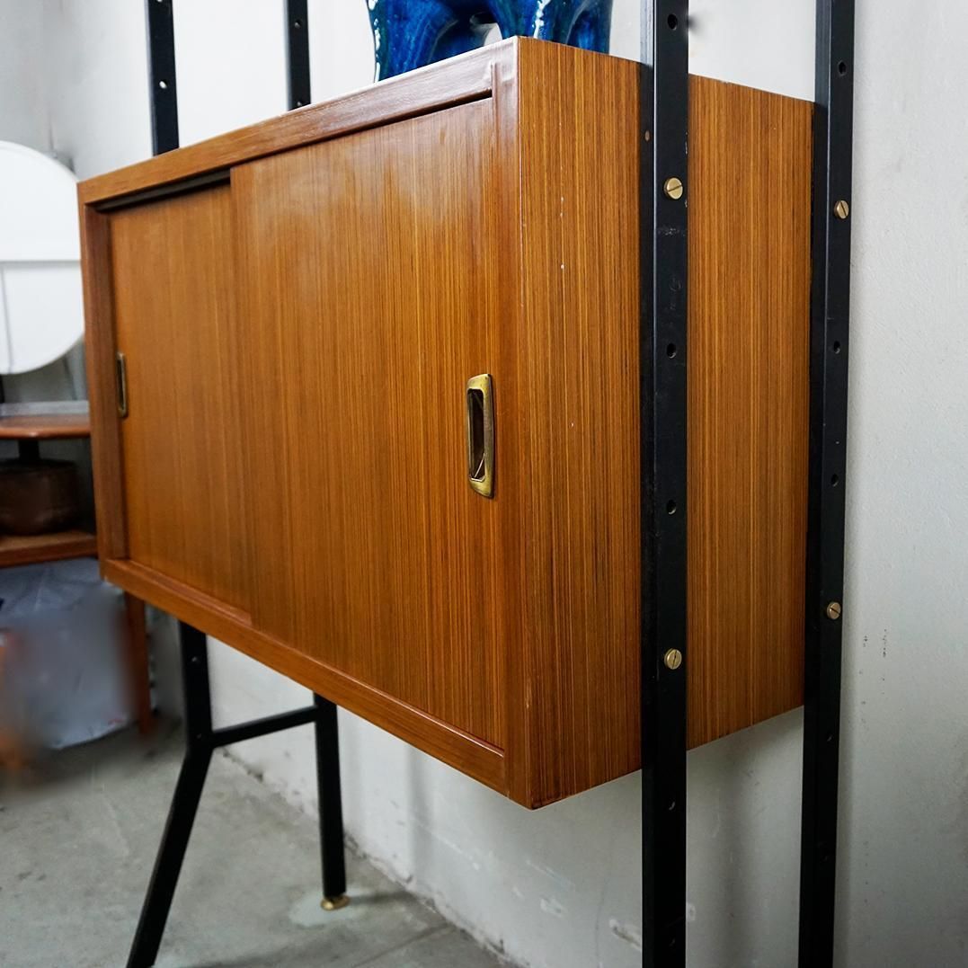 Italian Midcentury Modular Freestanding Floor To Ceiling Book Case photo vintage
