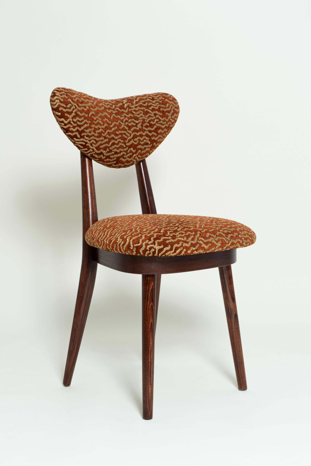 Mid-Century hartstoel in Le Chant Des Dunes-stof van Pierre Frey, Europa, jaren 1960 photo vinterior