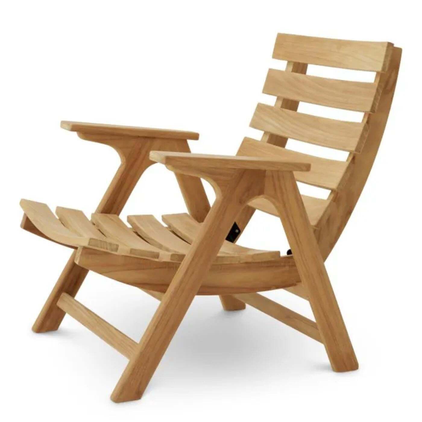 Pair Of Contemporary Natural Teak Outdoor Armchair With Graphic Upholstery photo vintage