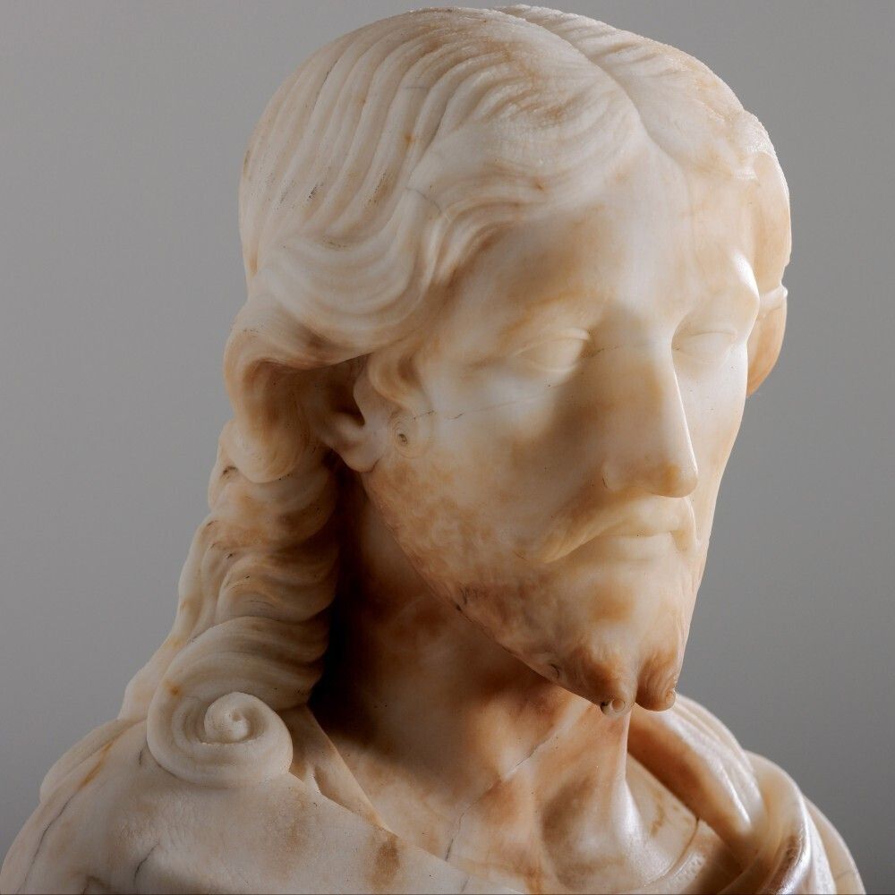 Alabaster Bust Of Christ, 1800s photo vintage