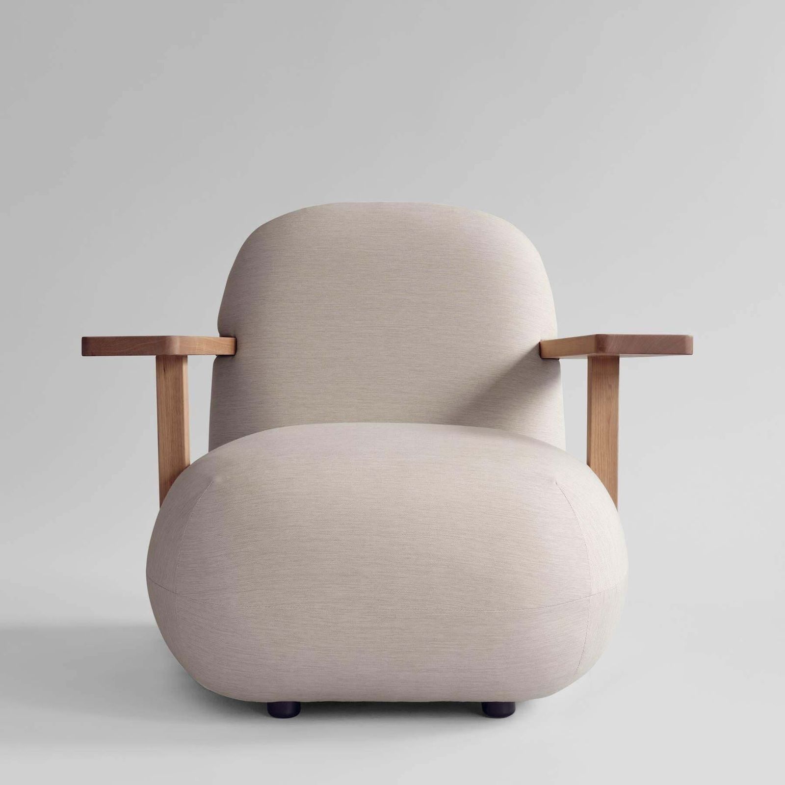 Lounge Chair With Teak Armrests In Warm Ash Outdoor Fabric photo vintage