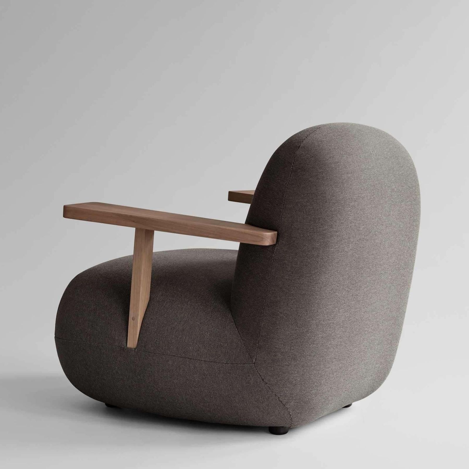 Lounge Chair With Teak Armrests In Stone Gray Outdoor Fabric photo vinterior