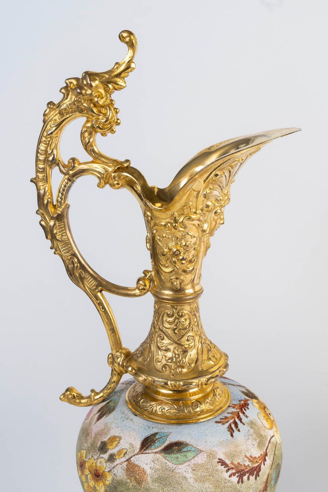 19th Century Fireplace Set In Porcelain And Gilded Pewter, Napoleon III Period. photo vintage