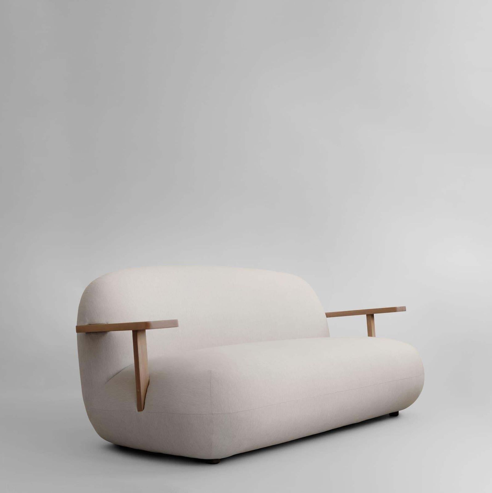 Toe Sofa In Warm Ash Teak And Outdoor Fabric Contemporary Sculptural Design photo 5671.0