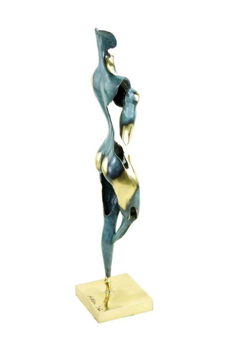 Modern Polychrome Bronze Female Silhouette Sculpture photo Art