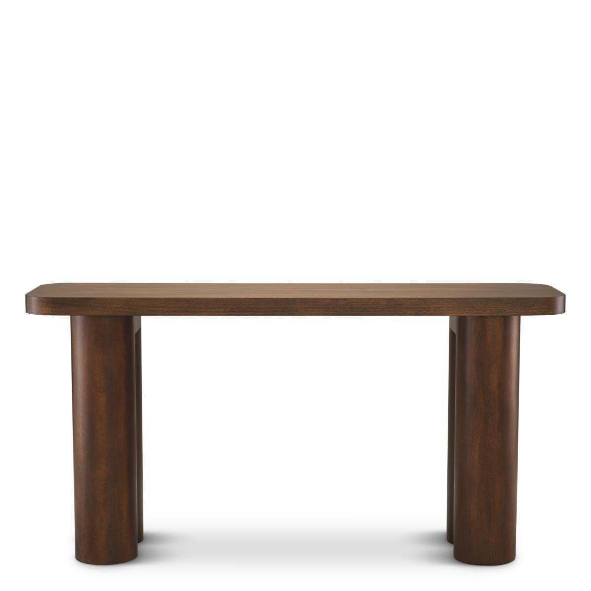Console Table In Okoume Veneer And Column Legs photo vinterior