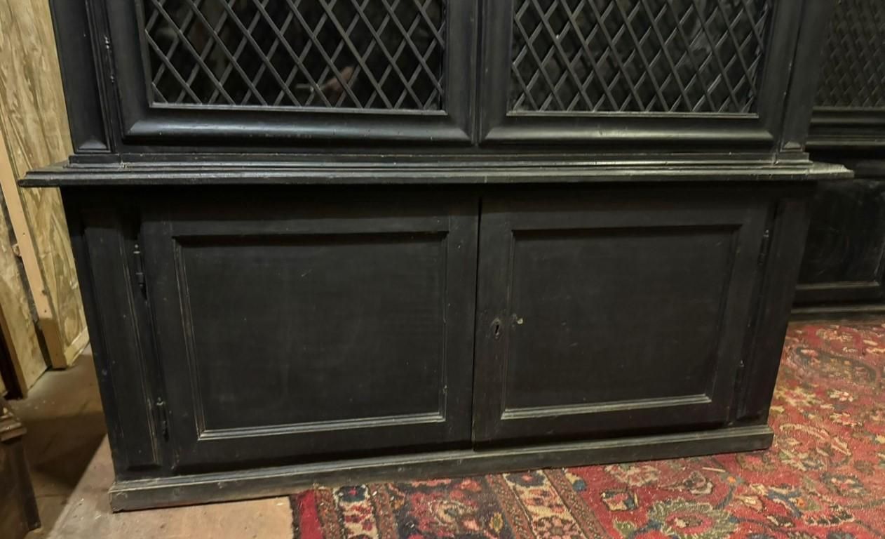 Pair Of Black Lacquered Cabinet Sideboards, Italy photo vintage